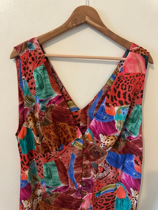 Farm Rio Multicolor V Neck Midi Dress - Size XL - Picture 11 of 12